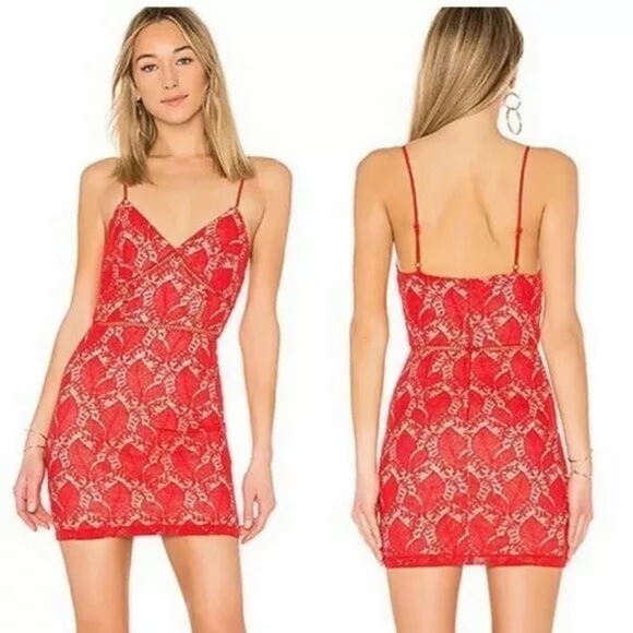 Revolve Super Down Red Bodycon Lace Sleeveless Kensie Dress Size XXS. - Picture 1 of 9